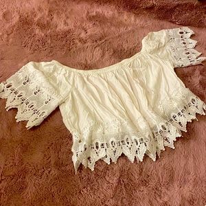 Charlotte Russe White Off Shoulder Shirt